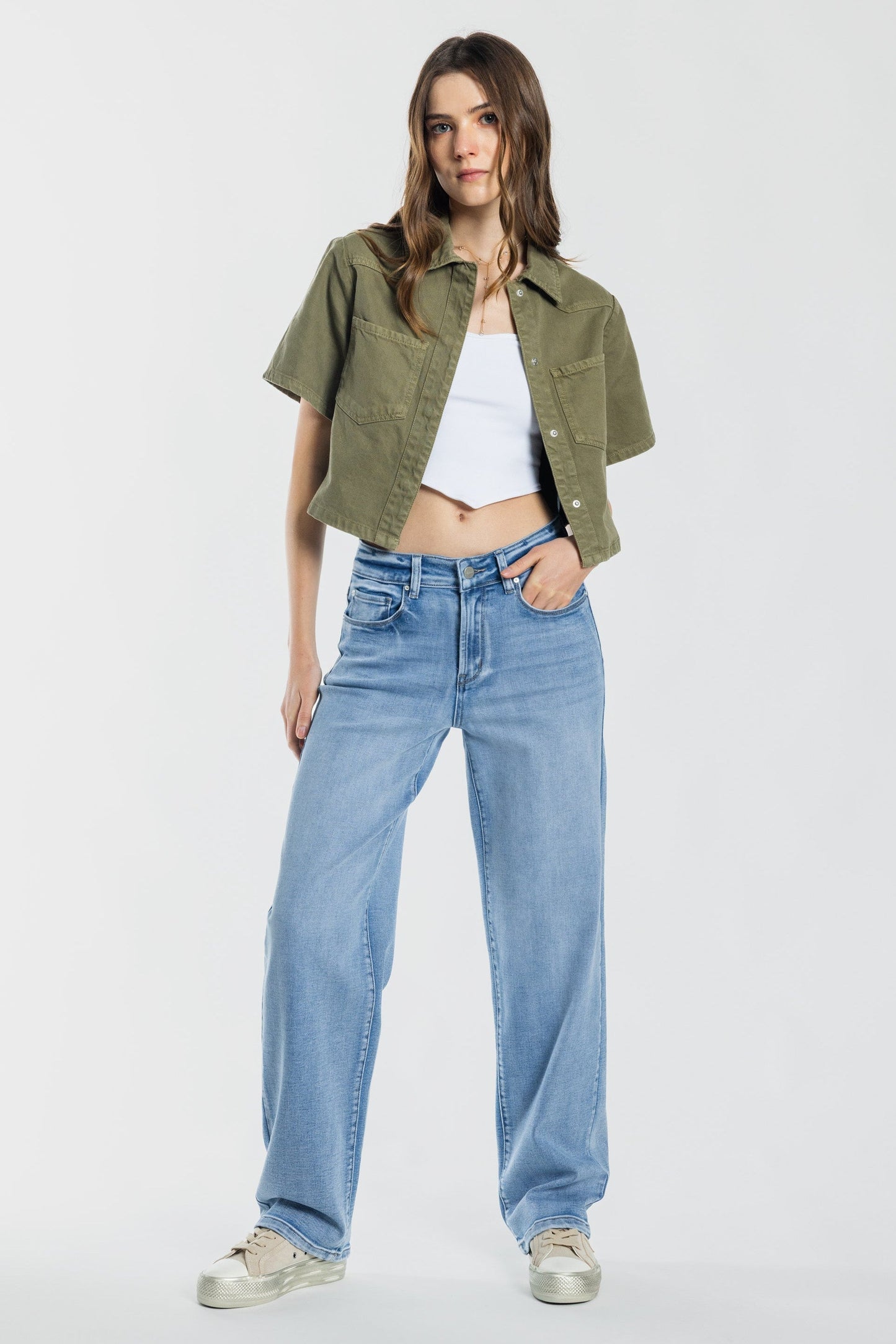 Mid Waist Loose Straight Jeans