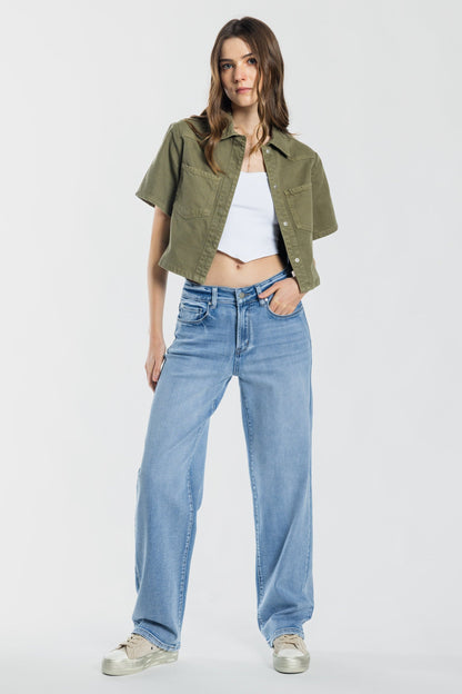 Mid Waist Loose Straight Jeans