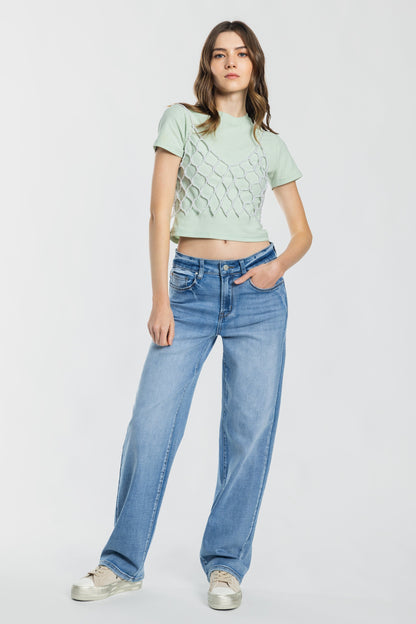 Mid Waist Loose Straight Jeans