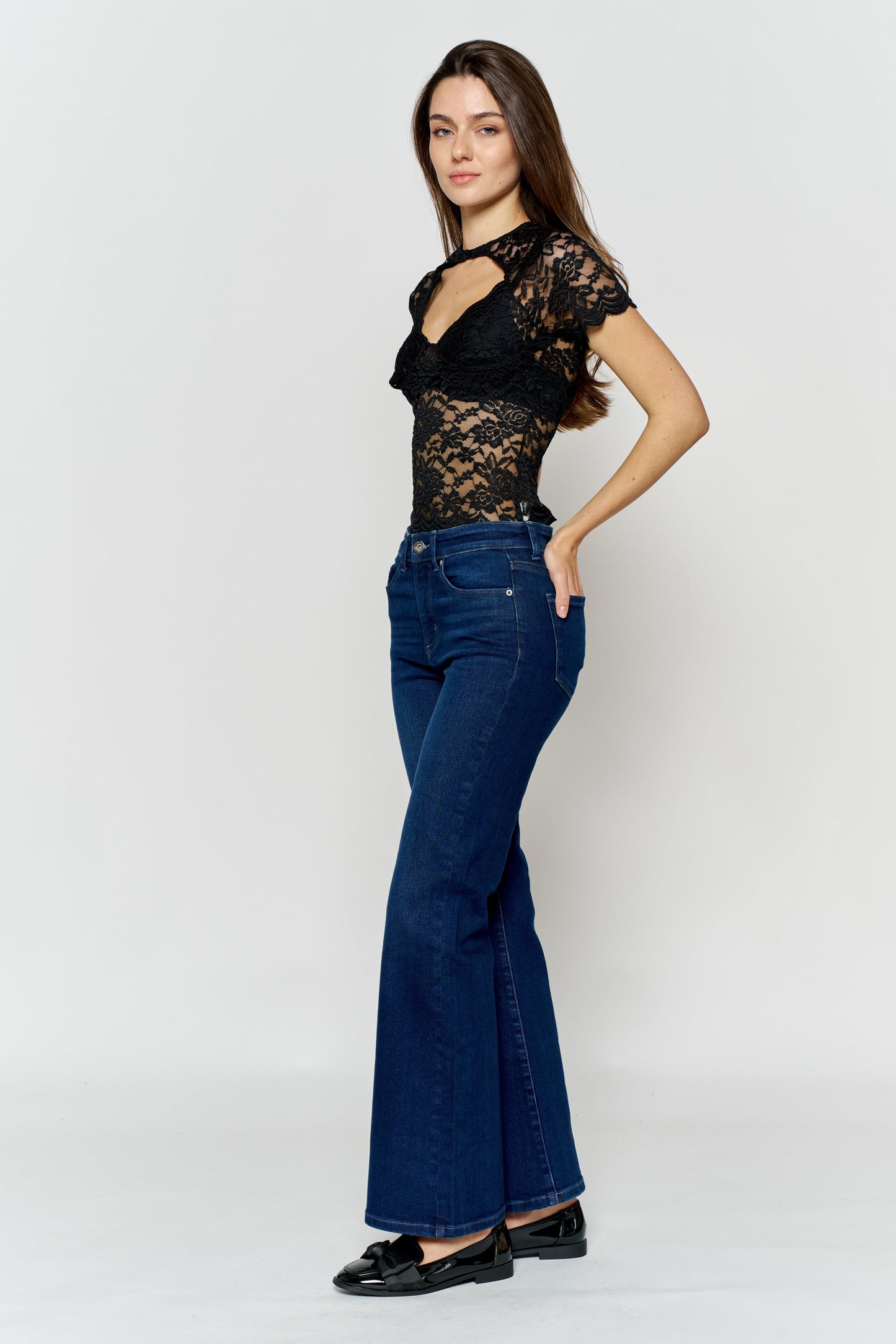High Rise Ankle Wide Leg Jeans