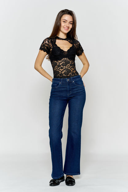 High Rise Ankle Wide Leg Jeans