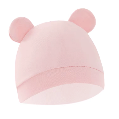 Baby Beanie Hat Set with Bear Ears, 4-Pack Cartoon Print Newborn Caps