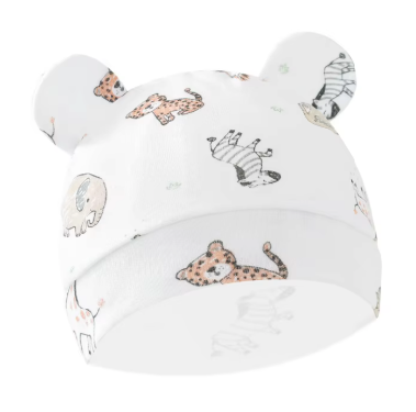 Baby Beanie Hat Set with Bear Ears, 4-Pack Cartoon Print Newborn Caps
