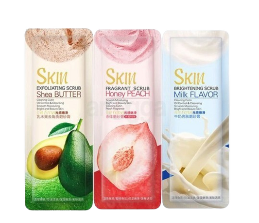 Fenyi Skin Scrub Mini Sachet – Shea Butter, Honey Peach, or Milk Flavor (2-Pack, 3g Each)