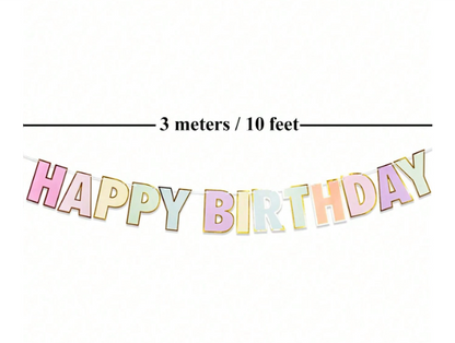 Festive Happy Birthday Banner with Gold Edges – Reusable Party Decoration Garland
