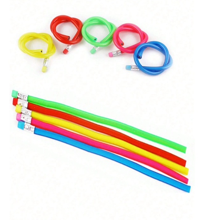 6-Pack Flexible Bendable Pencils – With Erasers