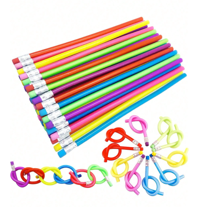 6-Pack Flexible Bendable Pencils – With Erasers