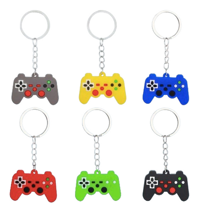Mini Game Controller Silicone Keychain, 6-Pack