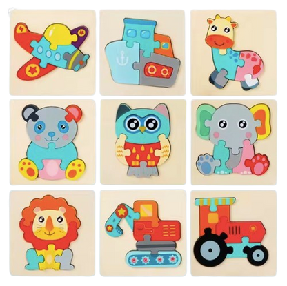 Safe Haven & CO Wooden Cartoon Puzzle for Toddlers – Early Learning Educational Toy