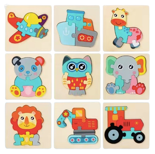 Safe Haven & CO Wooden Cartoon Puzzle for Toddlers – Early Learning Educational Toy