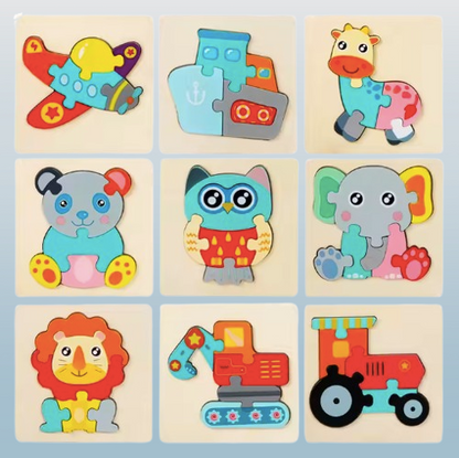 6pcs Toddler Puzzles Toys - Cartoon Wooden Puzzle Baby Toys Children's Early Education Toys