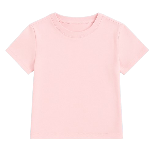 SHEIN Girls’ Solid Color Short Sleeve T-Shirt