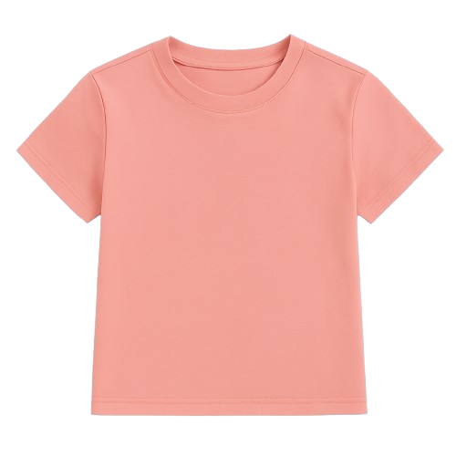SHEIN Girls’ Solid Color Short Sleeve T-Shirt