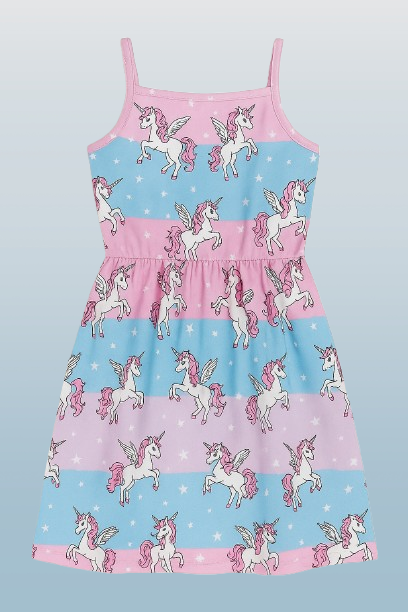 Girls' Print Spaghetti Strap Summer Dress