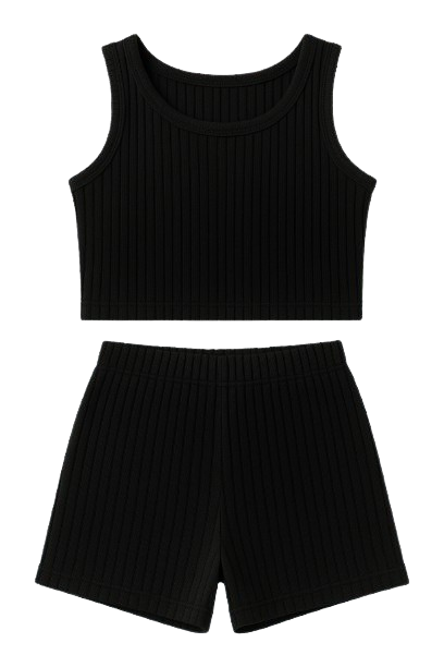 SHEIN Girls’ Ribbed Tank Top & Shorts 2-Piece Summer Set - SIZE 5Y-7Y
