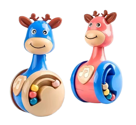 Safe Haven & CO Gliding Deer Tumbler Toy – Musical Push Toy for Babies (3–12 Months)