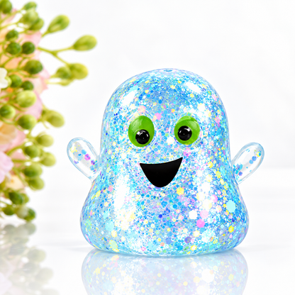 2-Pack Halloween Glitter Ghost Slow-Rebound Squeeze Toys – Random Color Selection