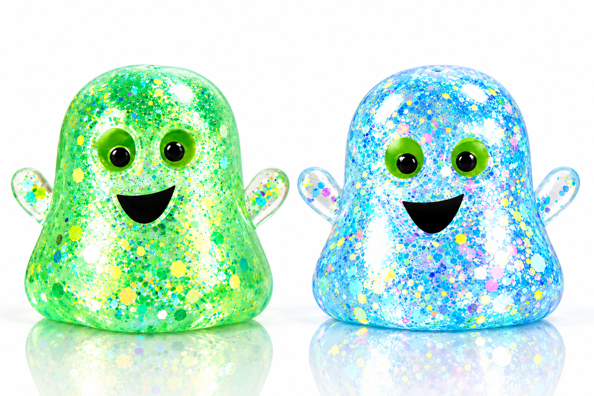 2-Pack Halloween Glitter Ghost Slow-Rebound Squeeze Toys – Random Color Selection