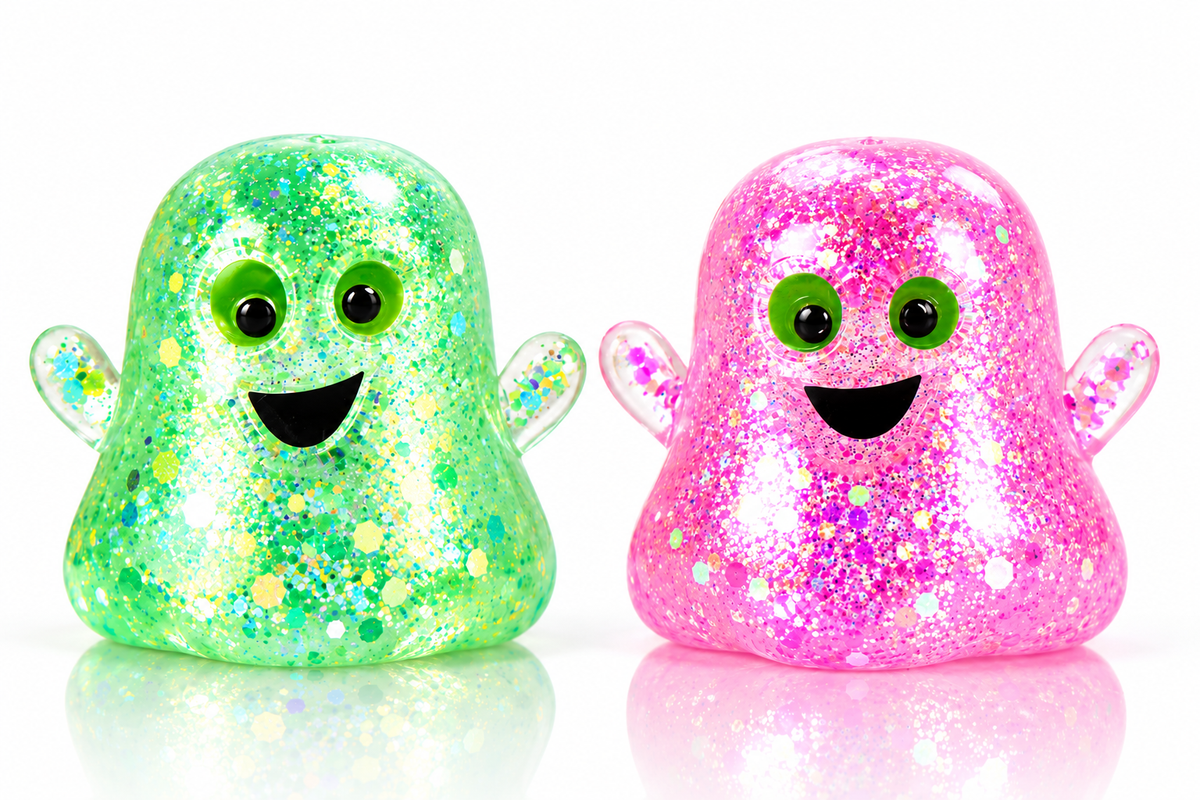2-Pack Halloween Glitter Ghost Slow-Rebound Squeeze Toys – Random Color Selection