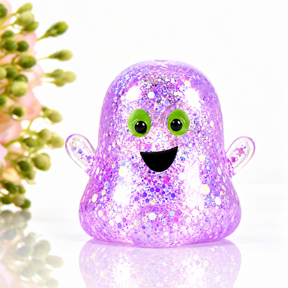 2-Pack Halloween Glitter Ghost Slow-Rebound Squeeze Toys – Random Color Selection