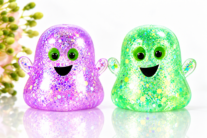 2-Pack Halloween Glitter Ghost Slow-Rebound Squeeze Toys – Random Color Selection