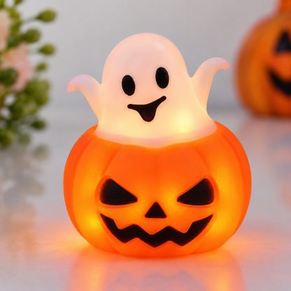 2-Pack Halloween Skull Bat & Pumpkin Ghost Rubber Squeeze Stress Relief Toys – Light-Up or Standard