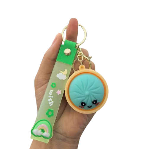 Cute Dumpling Squishy Keychains – 2-Pack Stress Relief Fidget Toys