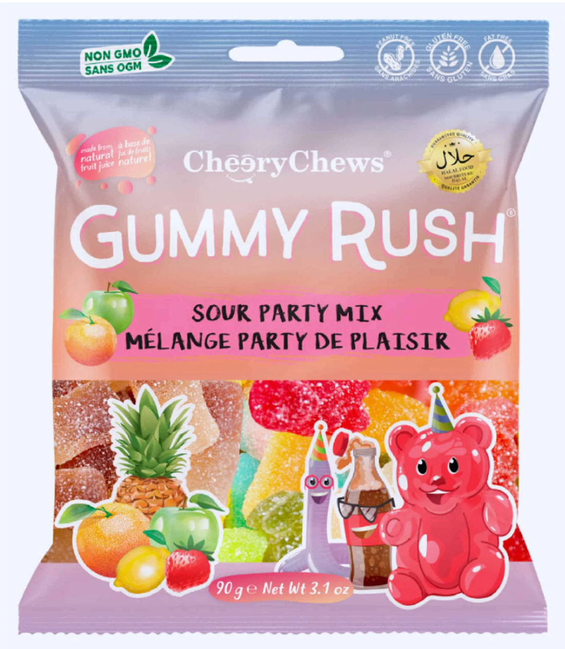Gummy Rush Sour Party Mix Gummy Candy, 3.17 oz Bags, 2-Pack