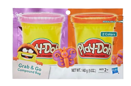 Hasbro Play-Doh Grab & Go Compound Bags – 2-Pack Assorted Colors (5 oz)