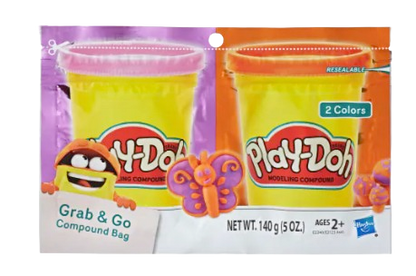 Hasbro Play-Doh Grab & Go Compound Bags – 2-Pack Assorted Colors (5 oz)