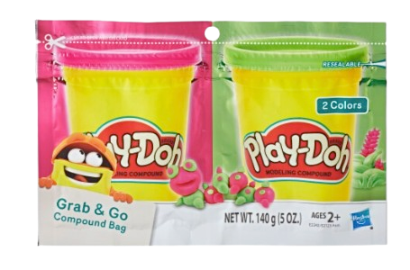 Hasbro Play-Doh Grab & Go Compound Bags – 2-Pack Assorted Colors (5 oz)