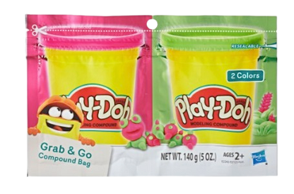 Hasbro Play-Doh Grab & Go Compound Bags – 2-Pack Assorted Colors (5 oz)