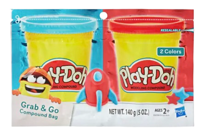 Hasbro Play-Doh Grab & Go Compound Bags – 2-Pack Assorted Colors (5 oz)