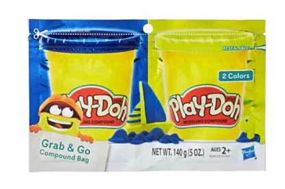 Hasbro Play-Doh Grab & Go Compound Bags – 2-Pack Assorted Colors (5 oz)
