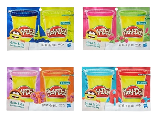 Hasbro Play-Doh Grab & Go Compound Bags – 2-Pack Assorted Colors (5 oz)