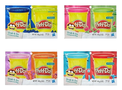 Hasbro Play-Doh Grab & Go Compound Bags – 2-Pack Assorted Colors (5 oz)