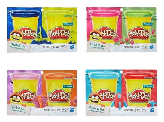 Hasbro Play-Doh Grab & Go Compound Bags – 2-Pack Assorted Colors (5 oz)