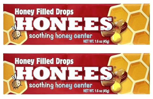 Honees Original Honey Drops Candy – Honey Filled Throat Lozenges (2-Pack)
