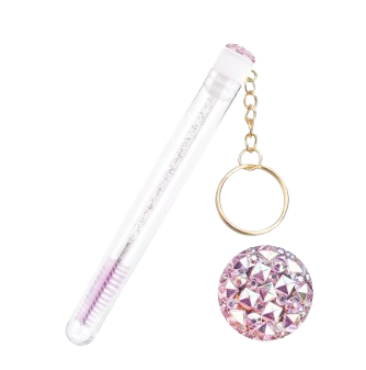 Mini Lash Brush Tube Keychain with Spoolie Wand – Decorative Mascara Brush Holder