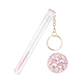 Mini Lash Brush Tube Keychain with Spoolie Wand – Decorative Mascara Brush Holder