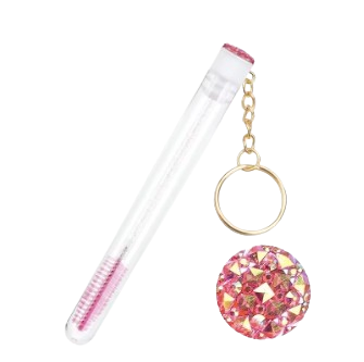 Mini Lash Brush Tube Keychain with Spoolie Wand – Decorative Mascara Brush Holder