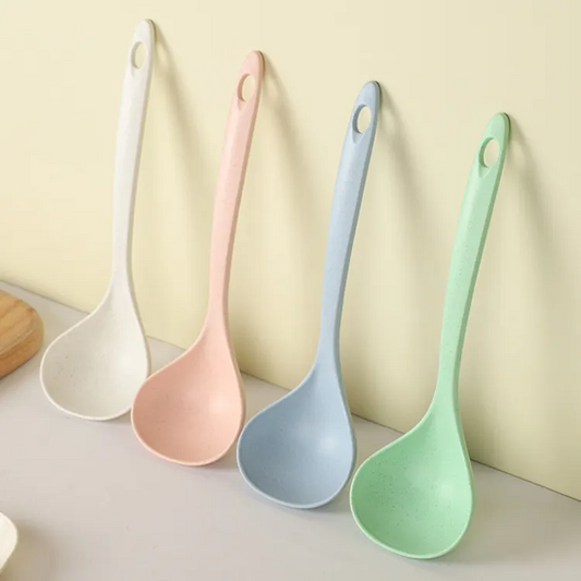 Household Kitchen Solid Color Ladle Spoon with Hanging Hole