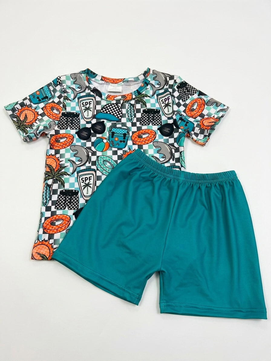 Boys Beach Checkered Summer Short Set – 6 Months to 8 Yearsq1q