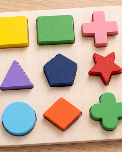 3-Pack Educational Wooden Puzzle Set – Shapes, Colors & Clock Learning