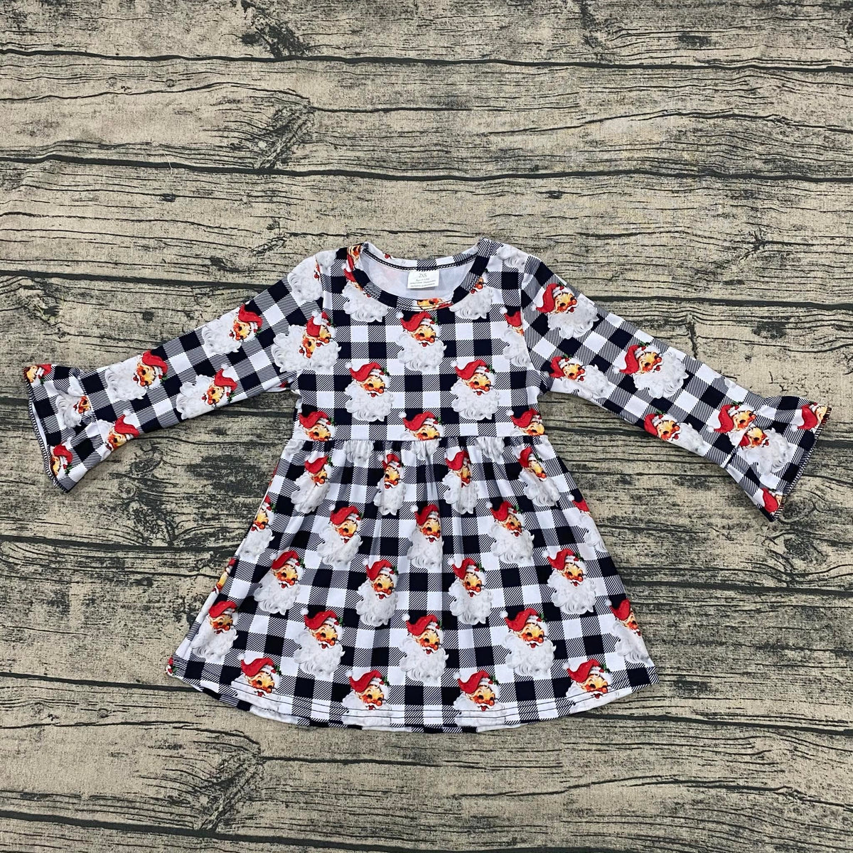 Checkered santa bell sleeve dress