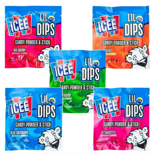 ICEE Lil Dips Candy Powder & Stick – 5 Pack Assorted Flavors, 0.31 oz Each