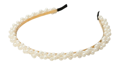 Pearl Beaded Headband Set (2 Pack) – White & Ivory Classic Hair Accessories