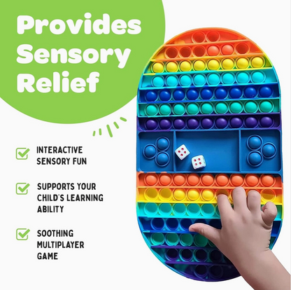 Jumbo Pop It Chess Board Fidget Game for Kids with Dice – Rainbow Sensory Toy