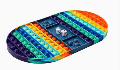 Jumbo Pop It Chess Board Fidget Game for Kids with Dice – Rainbow Sensory Toy
