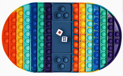 Jumbo Pop It Chess Board Fidget Game for Kids with Dice – Rainbow Sensory Toy